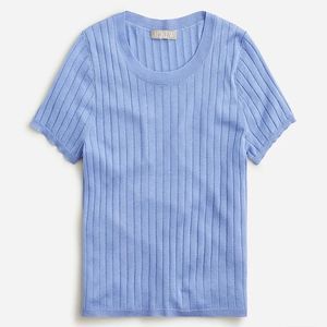J CREW | Silk Cashmere Cropped Teeshirt - Blue Size Small